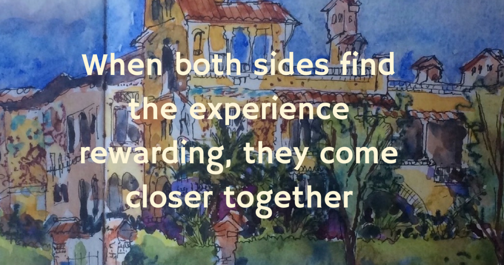 When both sides find the experience rewarding, they come closer together