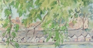 watercolor of the Tevere river in Rome